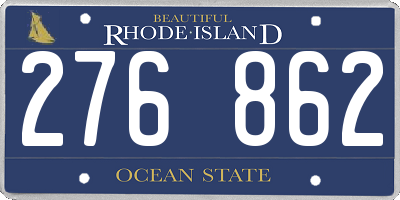 RI license plate 276862