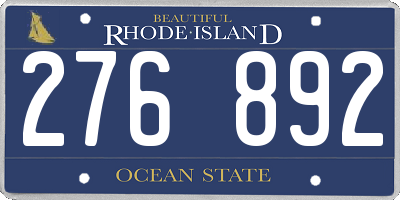 RI license plate 276892