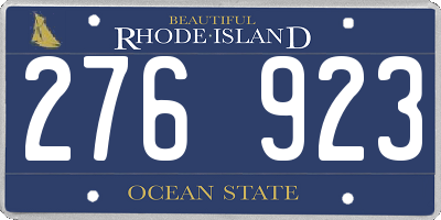 RI license plate 276923