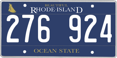 RI license plate 276924