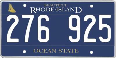 RI license plate 276925