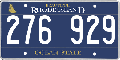 RI license plate 276929