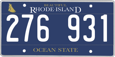 RI license plate 276931