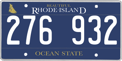 RI license plate 276932