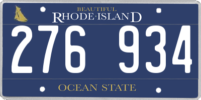 RI license plate 276934