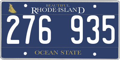 RI license plate 276935
