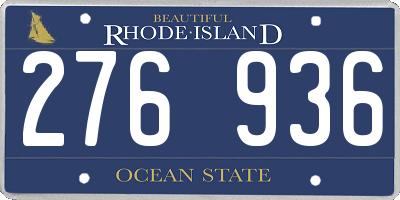 RI license plate 276936