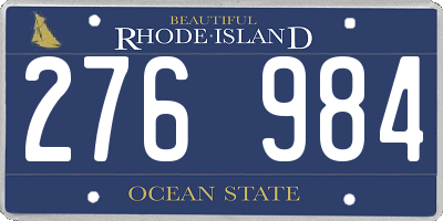 RI license plate 276984