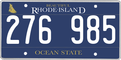 RI license plate 276985