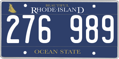 RI license plate 276989