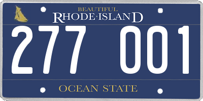 RI license plate 277001