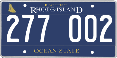 RI license plate 277002