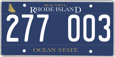 RI license plate 277003