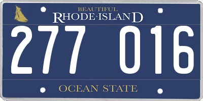 RI license plate 277016