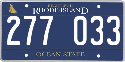 RI license plate 277033