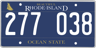 RI license plate 277038