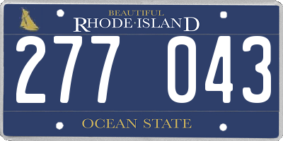 RI license plate 277043