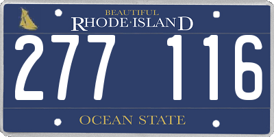 RI license plate 277116