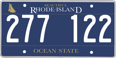 RI license plate 277122