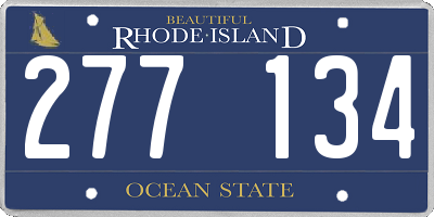 RI license plate 277134