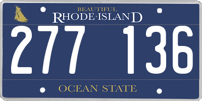 RI license plate 277136