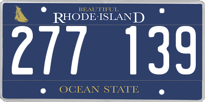 RI license plate 277139