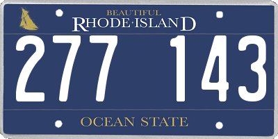 RI license plate 277143