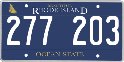 RI license plate 277203