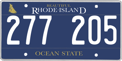 RI license plate 277205
