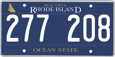 RI license plate 277208