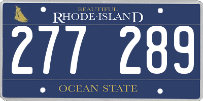 RI license plate 277289
