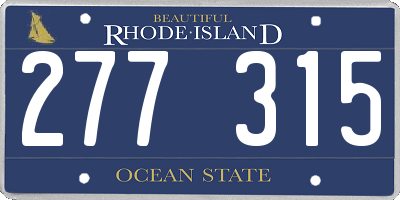 RI license plate 277315