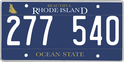 RI license plate 277540