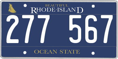 RI license plate 277567