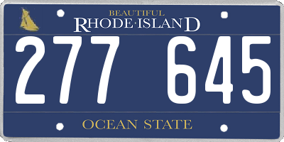 RI license plate 277645