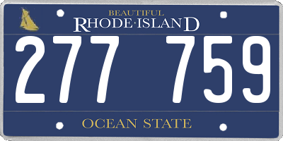 RI license plate 277759