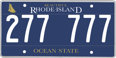 RI license plate 277777