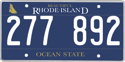 RI license plate 277892