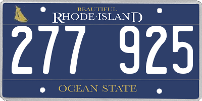 RI license plate 277925