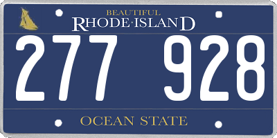 RI license plate 277928