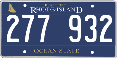RI license plate 277932