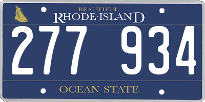 RI license plate 277934