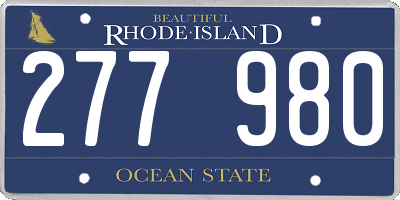 RI license plate 277980