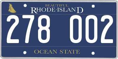 RI license plate 278002