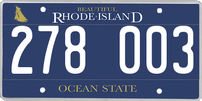 RI license plate 278003