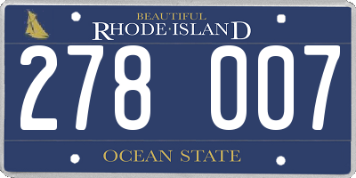 RI license plate 278007