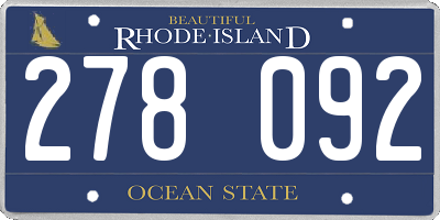 RI license plate 278092