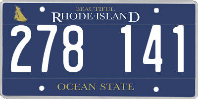 RI license plate 278141