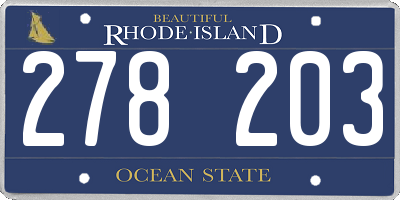 RI license plate 278203