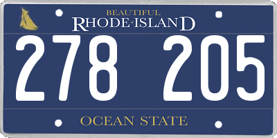 RI license plate 278205